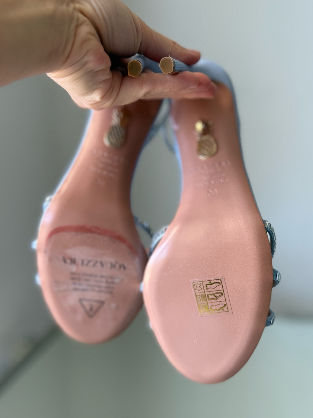 New Aquazzura Memoire crystal-embellished grosgrain sandals $1,115 38 - Picture 9 of 12